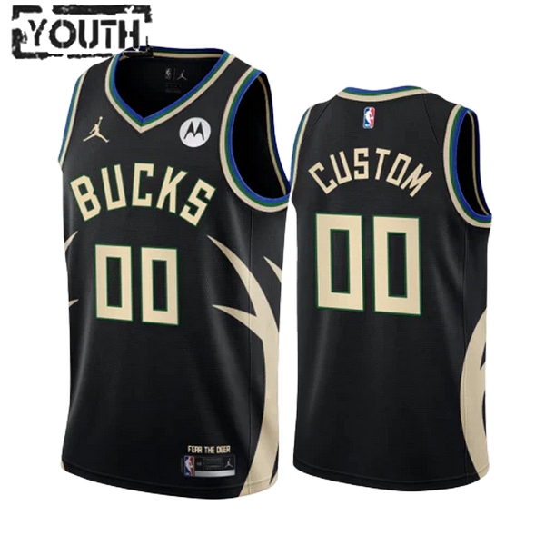 Milwaukee Bucks Trikot Benutzerdefinierte Jordan 2022-23 Statement Edition Schwarz Swingman - Kinder Milwaukee Bucks Trikot Benutzerdefinierte Jordan 2022-23 Statement Edition Schwarz Swingman - Kinder
